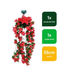 Gardenwize Solar Hanging Primrose Flower Lights with 30 LEDs in Red - thumbnail 2
