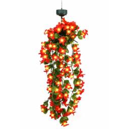 Gardenwize Solar Hanging Primrose Flower Lights with 30 LEDs in Red