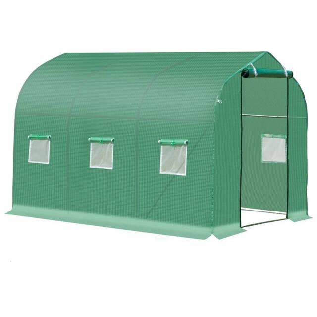 SPETLEK Polytunnel Greenhouse 3x2m Galvanised Steel Frame with Zipped Door in Green - image 1