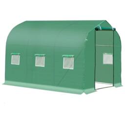SPETLEK Polytunnel Greenhouse 3x2m Galvanised Steel Frame with Zipped Door in Green