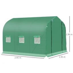SPETLEK Polytunnel Greenhouse 3x2m Galvanised Steel Frame with Zipped Door in Green - thumbnail 2