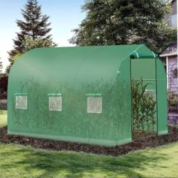 SPETLEK Polytunnel Greenhouse 3x2m Galvanised Steel Frame with Zipped Door in Green - thumbnail 4