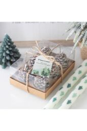 KDMD Set of 6 Pinecone Tealight Candles in Grey