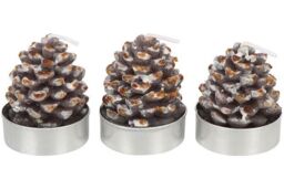 KDMD Set of 6 Pinecone Tealight Candles in Grey - thumbnail 4