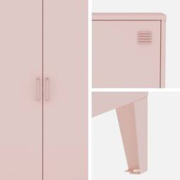 sweeek Set of 2 metal cabinets/wardrobes 2 doors L 75 x W 33 x H 110 cm in Pink - thumbnail 9