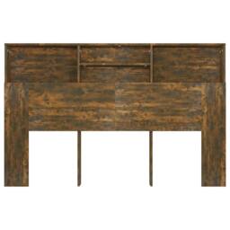 Berkfield Home Headboard Cabinet Smoked Oak 160x19x103.5 cm in Brown - thumbnail 5