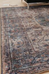 Kukoon Blue Distressed Soft Washable & Liquid Repellent Living Room Area Rug in Duck Egg Blue - Size: 60 cm x 240 cm - thumbnail 2