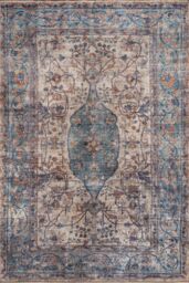 Kukoon Blue Distressed Soft Washable & Liquid Repellent Living Room Area Rug in Duck Egg Blue - Size: 60 cm x 240 cm - thumbnail 1
