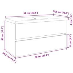 Berkfield Home Durable 2 Piece Bathroom Furniture Set Ceramic & Engineered Wood in Light Tan - thumbnail 9