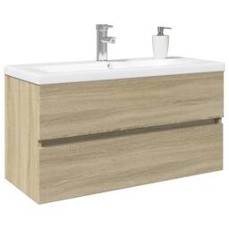 Berkfield Home Durable 2 Piece Bathroom Furniture Set Ceramic & Engineered Wood in Light Tan