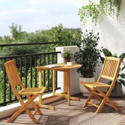 Berkfield Home Beautiful 3 Piece Folding Garden Dining Set Solid Wood Acacia in Brown - thumbnail 2