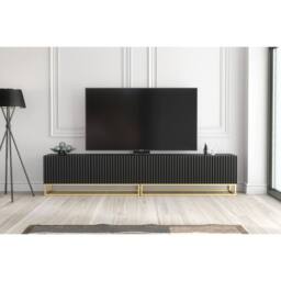 Creative Furniture Ripple Duo TV Unit 200cm - Black with Fluted Doors - thumbnail 3