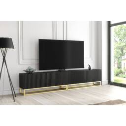 Creative Furniture Ripple Duo TV Unit 200cm - Black with Fluted Doors - thumbnail 7