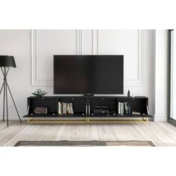 Creative Furniture Ripple Duo TV Unit 200cm - Black with Fluted Doors - thumbnail 4