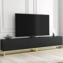 Creative Furniture Ripple Duo TV Unit 200cm - Black with Fluted Doors - thumbnail 6