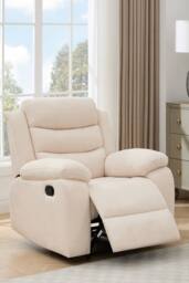 More4Homes Boston 1 Seater Fabric Manual Recliner Chair in Beige - thumbnail 9