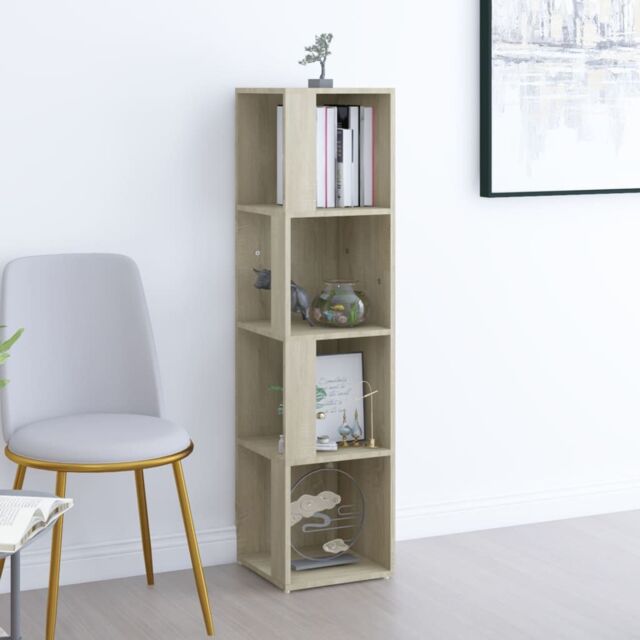 Berkfield Home Corner Cabinet Sonoma Oak 33x33x132 cm Engineered Wood in Brown - Size: 33 x 33 x 132 cm - image 1