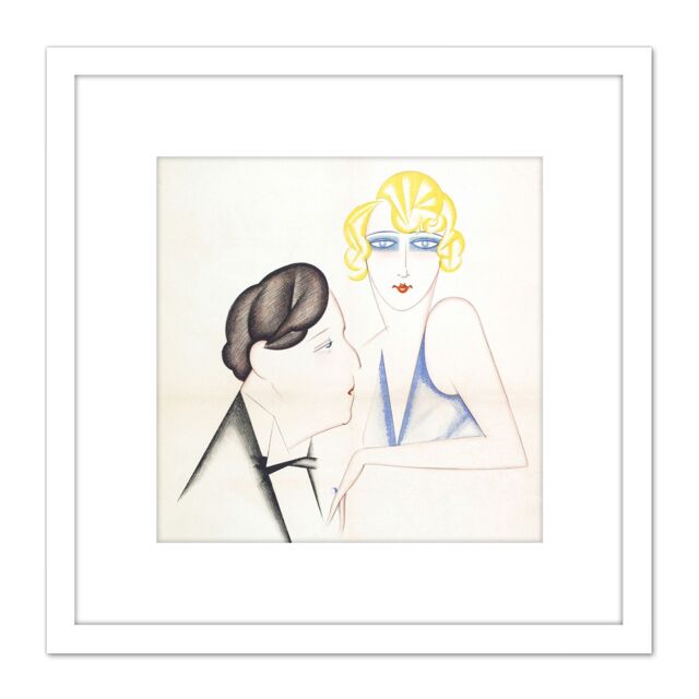 Artery8 Illustration French Jean Sarment Et Marguerite Valmond Actors 8X8 Inch Square Wooden Framed Wall Art Print Picture with Mount in White - image 1