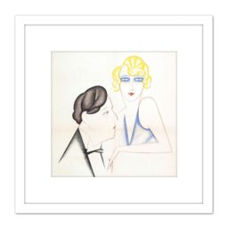 Artery8 Illustration French Jean Sarment Et Marguerite Valmond Actors 8X8 Inch Square Wooden Framed Wall Art Print Picture with Mount in White - thumbnail 1