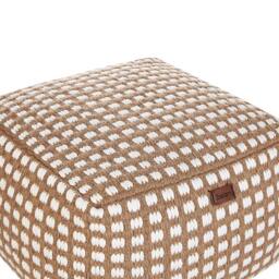 Wyld and Coco Handwoven Pouf Ottoman Beige Cotton-Wool 50 x 50 cm - thumbnail 3