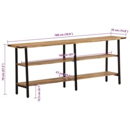 Berkfield Home Console Table 180x35x70 cm Solid Wood Mango in Brown - Size: 180 x 35 x 70 cm - thumbnail 9