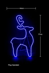 Shatchi Reindeer Neon Effect Rope Light Silhouette Double Side 90 Blue LEDs Christmas - thumbnail 2