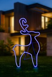 Shatchi Reindeer Neon Effect Rope Light Silhouette Double Side 90 Blue LEDs Christmas - thumbnail 3