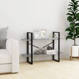 Berkfield Home 2-Tier Book Cabinet Concrete Grey 100x30x70 cm Engineered Wood - Size: 100 x 30 x 70 cm - thumbnail 3