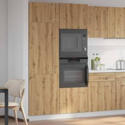 Berkfield Home Refrigerator Cabinet Lyon Artisan Oak 60x57x207 cm Engineered Wood in Brown - Size: 60 x 57 x 207 cm - thumbnail 3