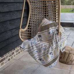Benjamin Tate Design Heiroglyphs Blanket in Natural - Size: 120 cm x 150 cm - thumbnail 4