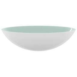 Berkfield Home Modern Basin Glass 50x37x14 cm White - Size: 50 x 37 x 14 cm