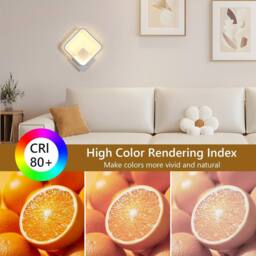 Goeco Indoor LED Wall Light, 17 W, Modern Square White Wall Lamp, 3000K - thumbnail 6