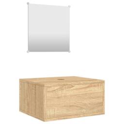 Berkfield Home 2 Piece Bathroom Furniture Set Oak Engineered Wood in Brown - thumbnail 2