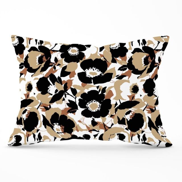 Warren Reed - Designer Modern Flower Pattern Cushions in Brown - Size: 60 cm x 60 cm - image 1
