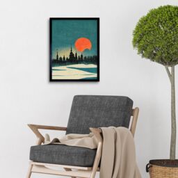 "Artery8 Wall Art Print Cathedral Saint Sophia Kiev Ukraine Winter Sunset Art Framed in Black - Size: W12"" x H16""" - thumbnail 2