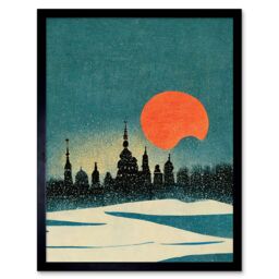 "Artery8 Wall Art Print Cathedral Saint Sophia Kiev Ukraine Winter Sunset Art Framed in Black - Size: W12"" x H16""" - thumbnail 1