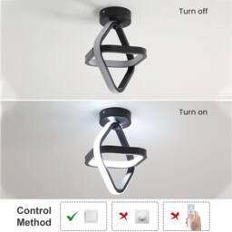 EONLION 2X Modern LED Ceiling Light 22W Cool White Fixture Metal in Black - thumbnail 3