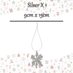 VFM e-Store Christmas Hanging Snowflake Decoration 9cm x 15cm Silver X 1 - Size: 9 cm x 15 cm - thumbnail 2