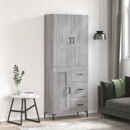 Berkfield Home Highboard Grey Sonoma 69.5x34x180 cm Engineered Wood - thumbnail 2