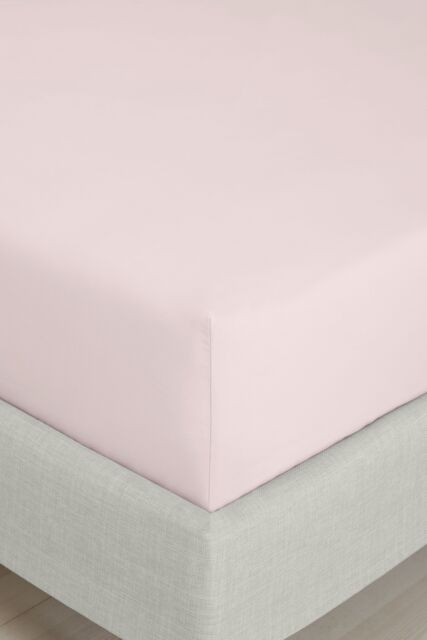 Bianca 200 Thread Count Cotton Percale 32cm Depth Sheet in Pink - Size: Super King Fitted - image 1