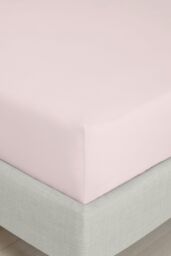 Bianca 200 Thread Count Cotton Percale 32cm Depth Sheet in Pink - Size: Super King Fitted