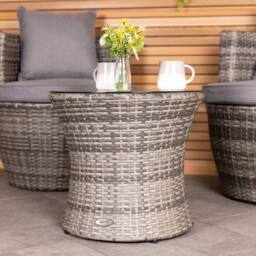 Charles Bentley 3 Piece Rattan Stacking Outdoor Patio Furniture Set in Grey - thumbnail 3