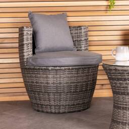 Charles Bentley 3 Piece Rattan Stacking Outdoor Patio Furniture Set in Grey - thumbnail 2