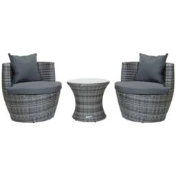 Charles Bentley 3 Piece Rattan Stacking Outdoor Patio Furniture Set in Grey - thumbnail 5
