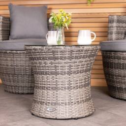 Charles Bentley 3 Piece Rattan Stacking Outdoor Patio Furniture Set in Grey - thumbnail 4