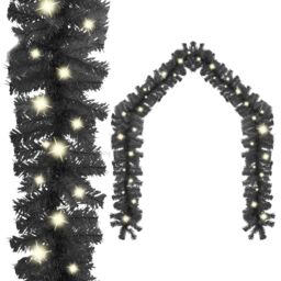 Berkfield Home Christmas Garland with LED Lights 20 m Black - thumbnail 1