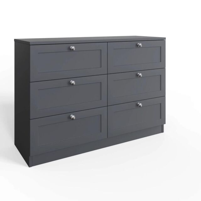 FWStyle Dark Matt Grey 6 Drawer Chest Of Drawers - image 1