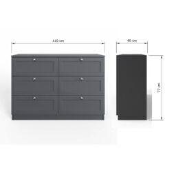 FWStyle Dark Matt Grey 6 Drawer Chest Of Drawers - thumbnail 5
