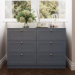 FWStyle Dark Matt Grey 6 Drawer Chest Of Drawers - thumbnail 4