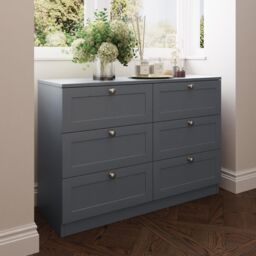 FWStyle Dark Matt Grey 6 Drawer Chest Of Drawers - thumbnail 3